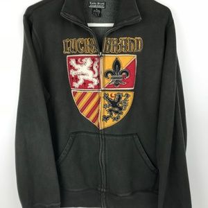 Mens Lucky Brand Hoodie Embroidered Logo